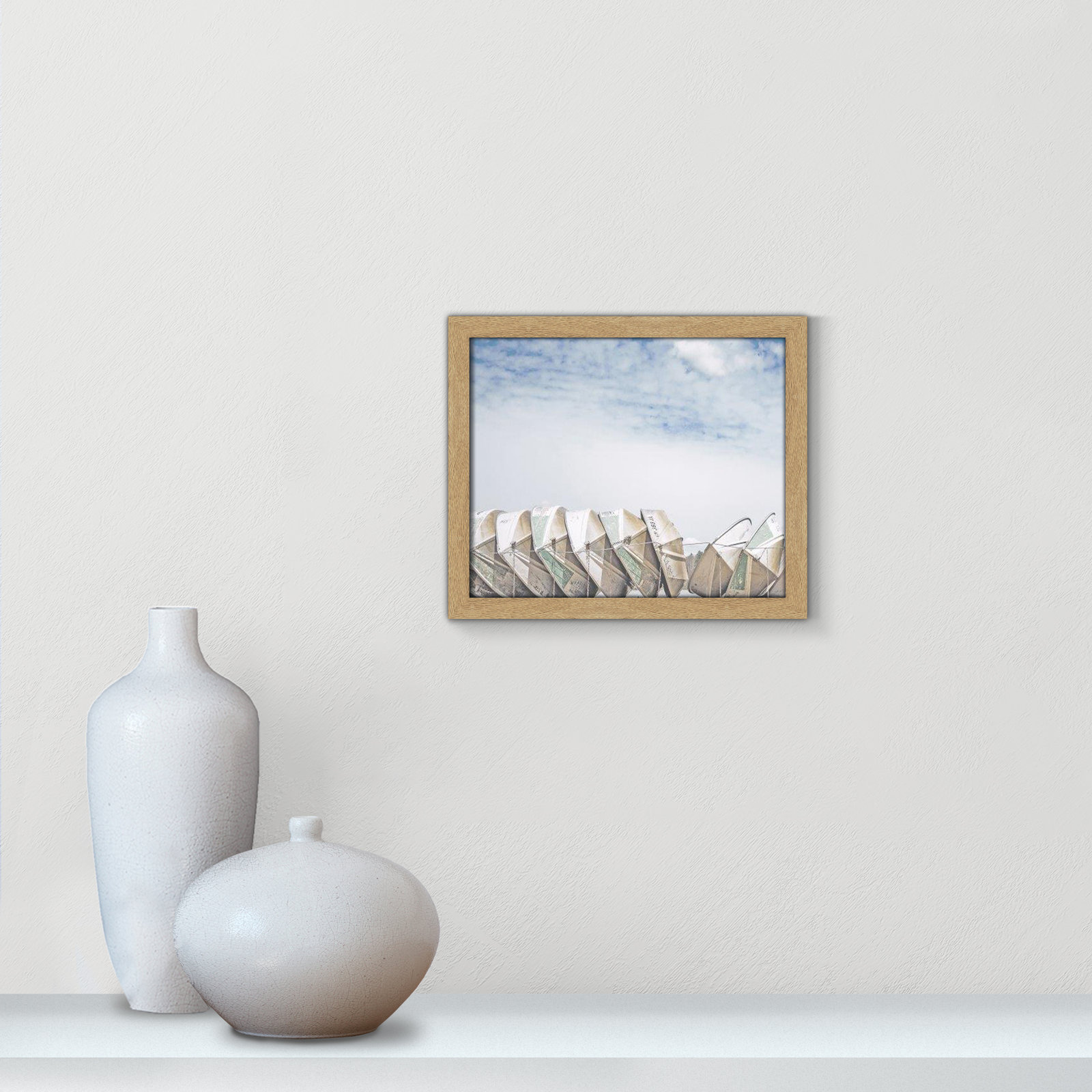 Hennecy "Wooden Boats" Print by Leah Straatsma, 13" H x 15" W x 1.25" D, Natural