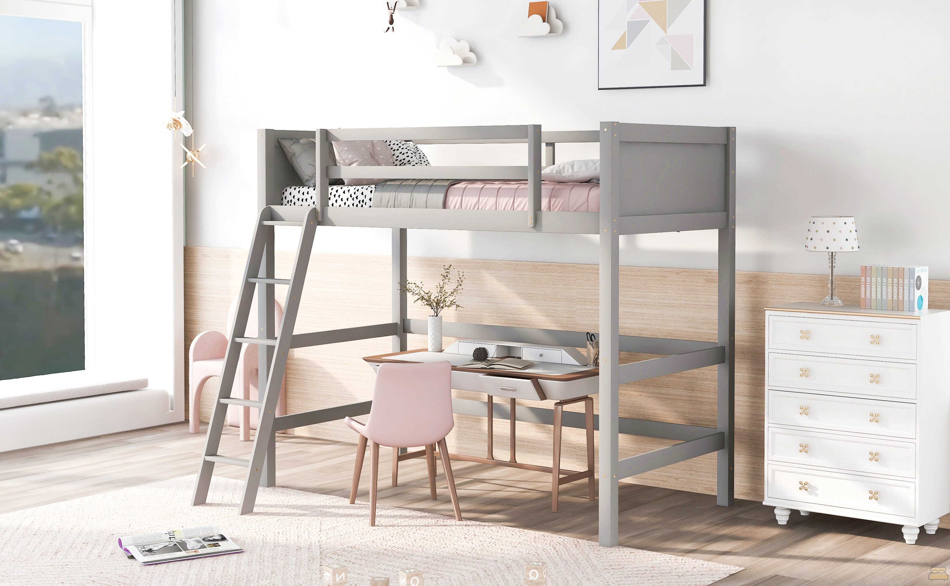 Ebern Designs Solid Wood Twin Size Loft Bed With Ladder - Wayfair Canada