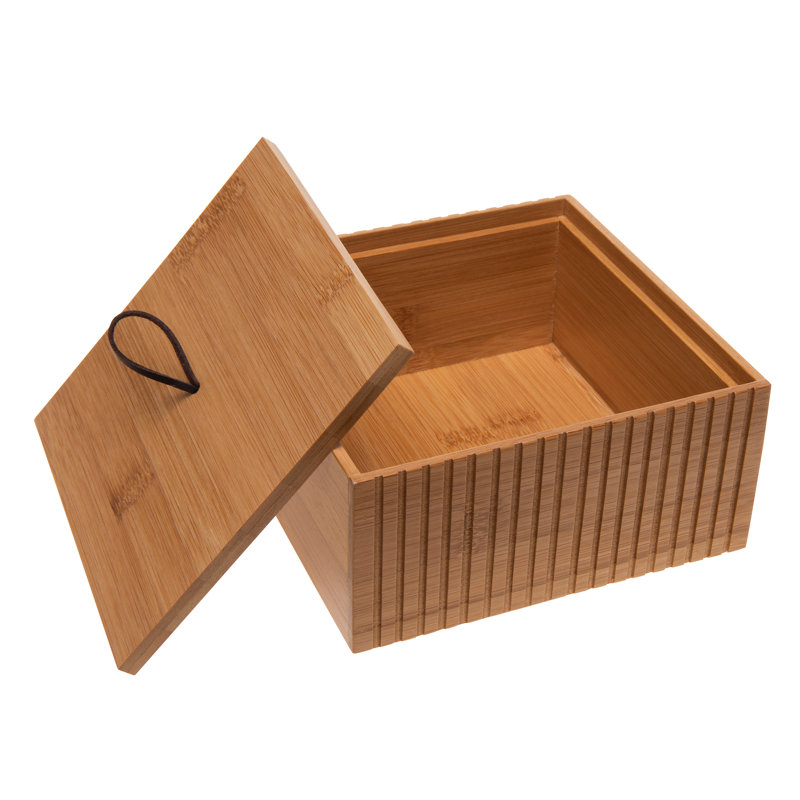 Grand contenant de rangement pour salle de bain en bambou 