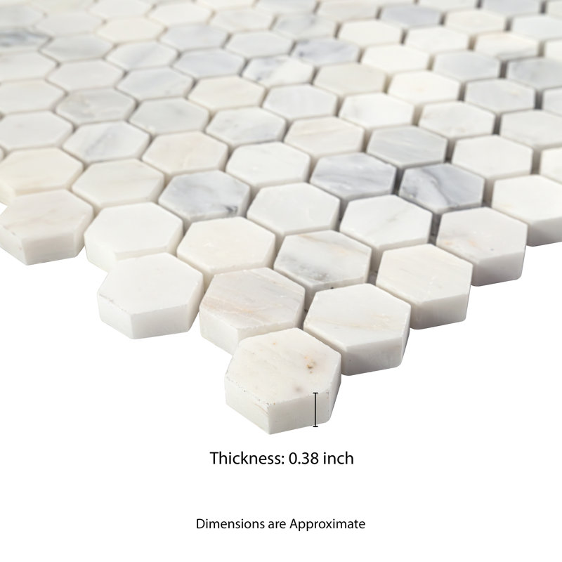 MSI Arabsecato Carrara 1" Hexagon 12 in. x 12 in. Honed Marble Mosaic Floor and Wall Tile, Arabsecato Carrara