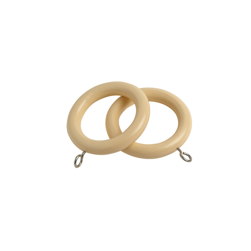 Jetta Wood 13.97cm Curtain Rings, Cream