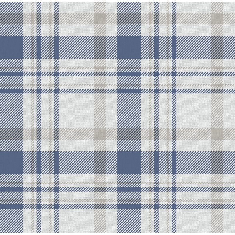 Laughlin Check Plaid Design 10.05M X 53Cm Matte Wallpaper Roll, Dark Blue