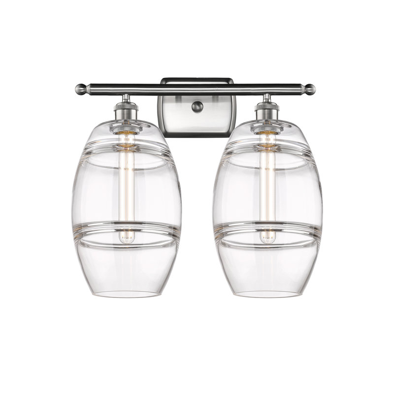 Éclairage de salle de bain à intensité variable à 2 lumières Bettylou, Transparent, Nickel satiné brossé