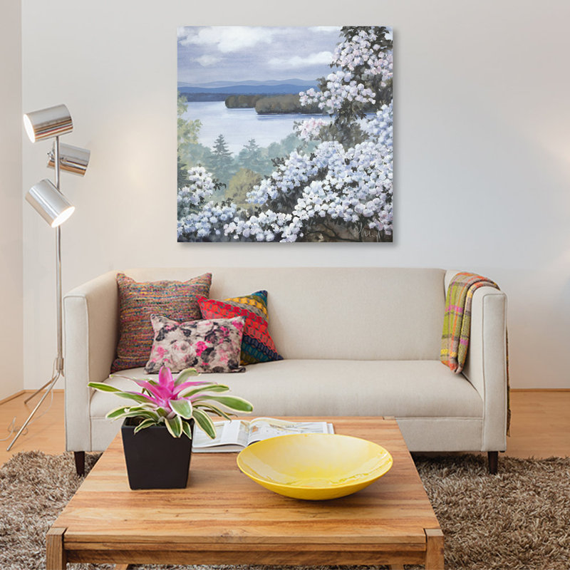 « water base i », impression sur toile, H 18 po x l 18 po x P 1,5 po, Pas de tapis, Toile tendue