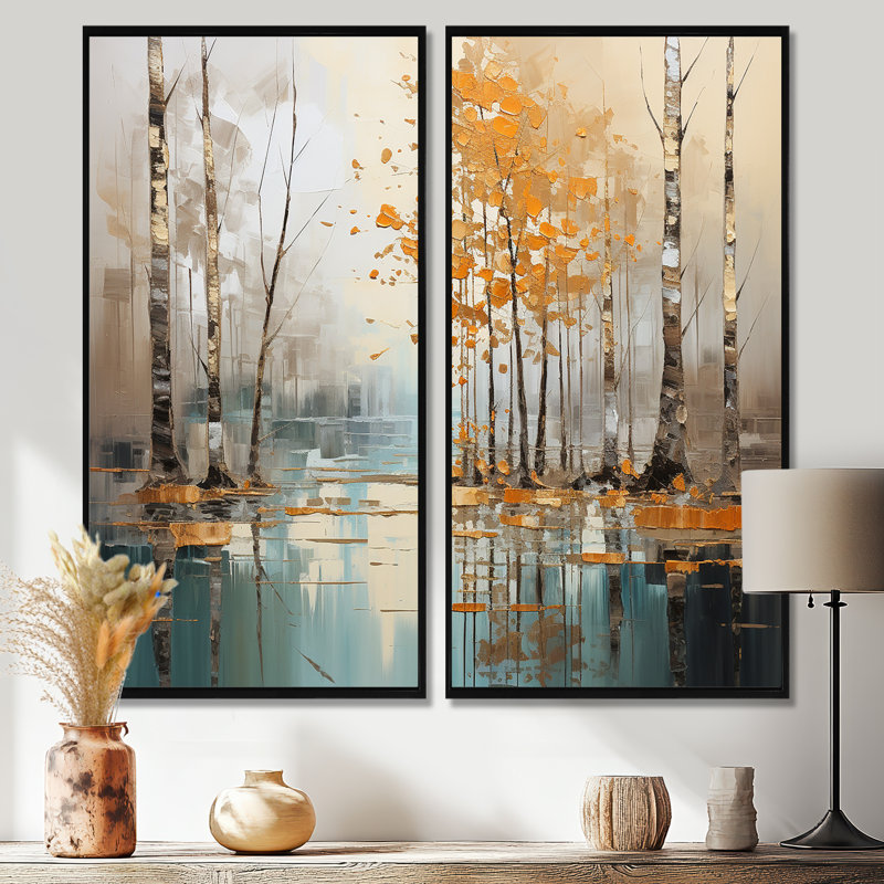 Haldane - Large Tree Birch Canvas Prints, 20" H x 24" W, Black, Floater Framed Print