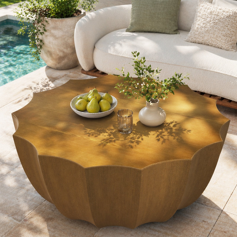 Table basse imperméable 35,43 po MgO, 15.35" H x 35.43" W x 35.43" D, Wood