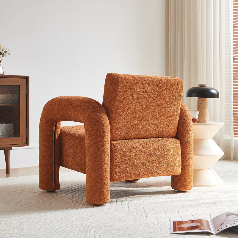 Fauteuil d'appoint en velours orange de 85 cm de large pour petits espaces (paquet de 2), Orange