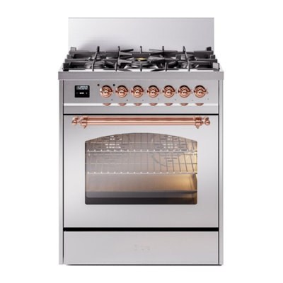 Cuisinière à double combustible de 30 po avec 5 brûleurs scellés (porte vitrée) ILVE Nostalgie II Series