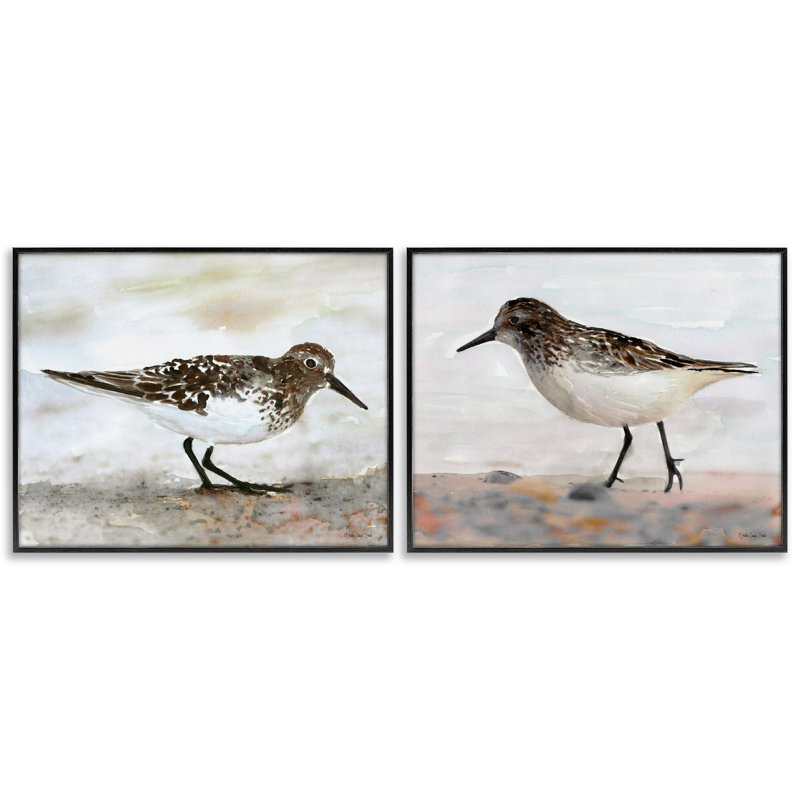 «Sandpipers on Coast Nautical Beach», ensemble de 2 estampes numériques par Stellar Design Studio, H 24 po x l 30 po