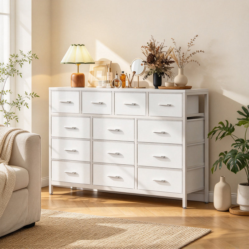 140 cm W Chest of 13 Drawers, White
