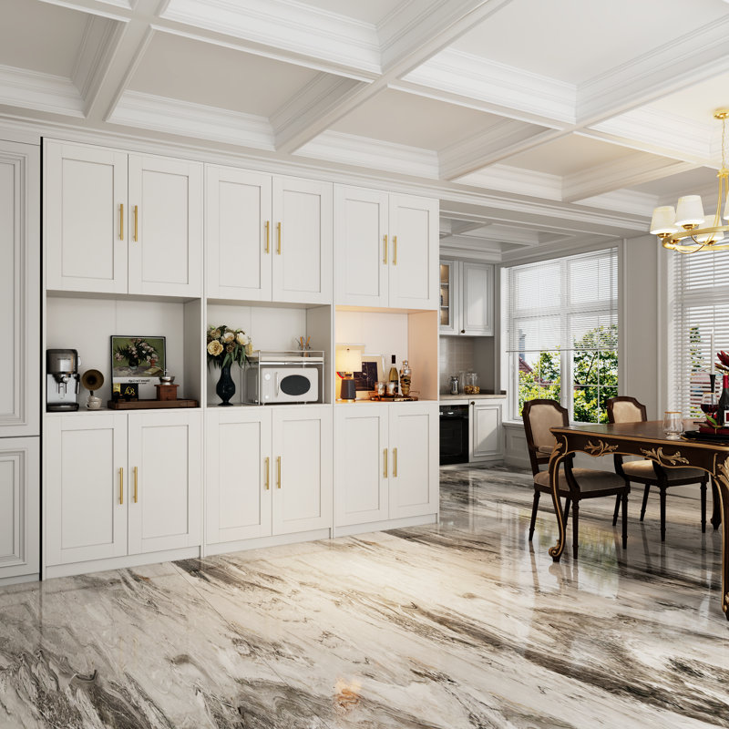 85" Kitchen Storage Cabinets （3pc）, White