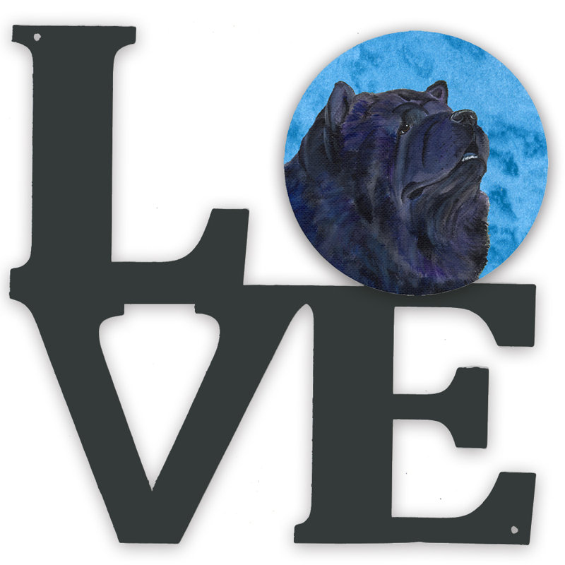 Décoration murale en métal Love, Bleu, Chow-chow 2