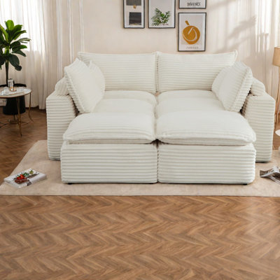 Canapé modulaire confortable en velours côtelé blanc moderne pour le salon