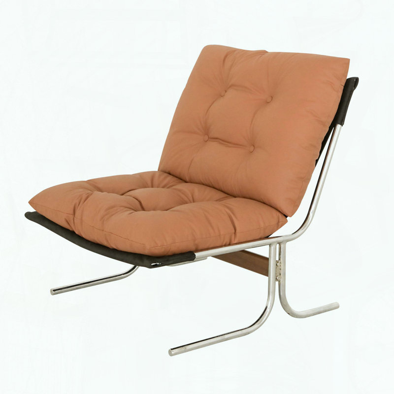 Fauteuil en cuir - dossier haut et assise profonde - brun, Brun