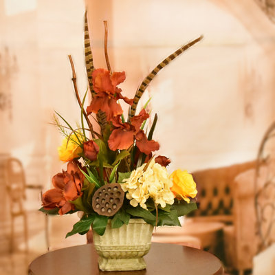 Faux Silk Arrangement in Vase