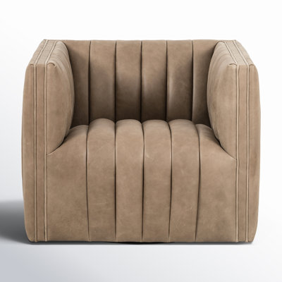 Brandt Genuine Leather Swivel Club Chair