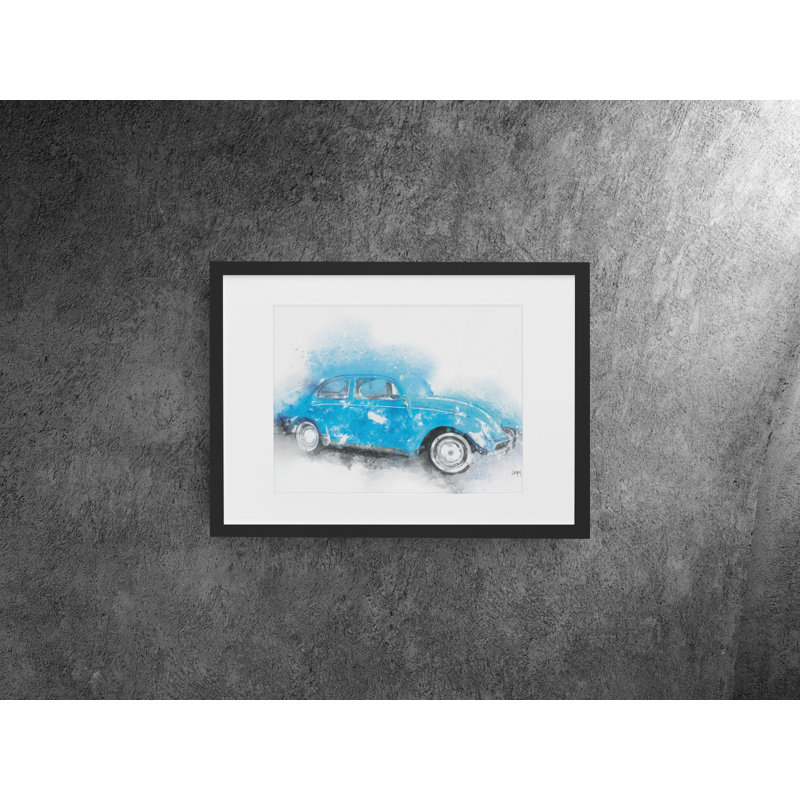Blue Bug Classic Car - Single Picture Frame Print