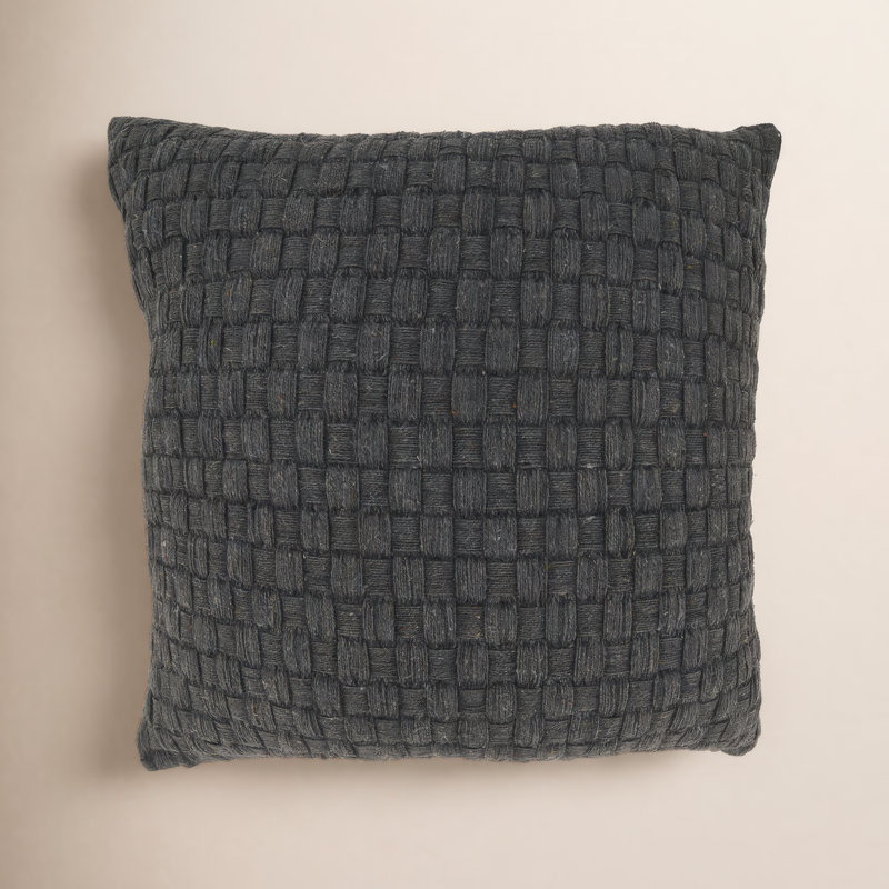 Housse de coussin texturée tissée gaufrée, Gris, Sans insert de coussin
