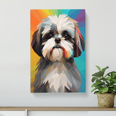 Shih Tzu Geometric No.2 - Wrapped Canvas