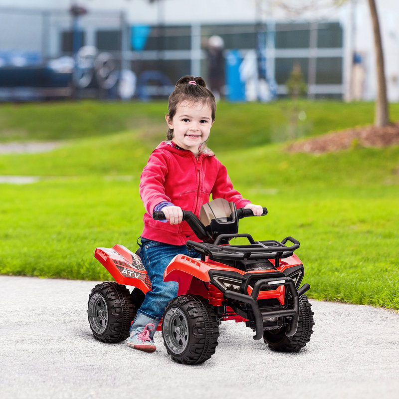 Red 6V Battery Powered Kids Quad with Working Headlights
