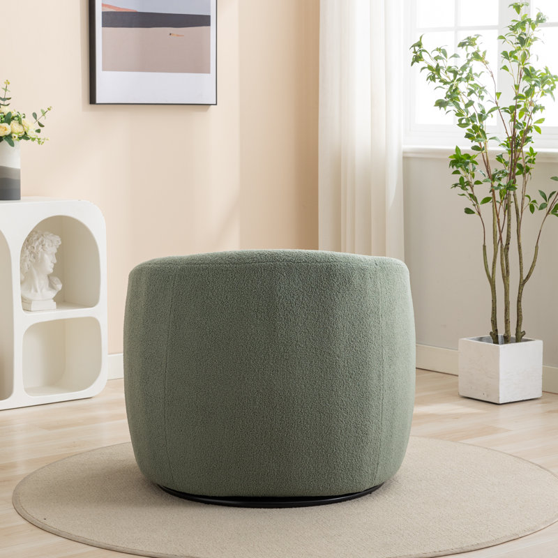 Katherline Upholstered Swivel Barrel Chair, Green Polyester Blend