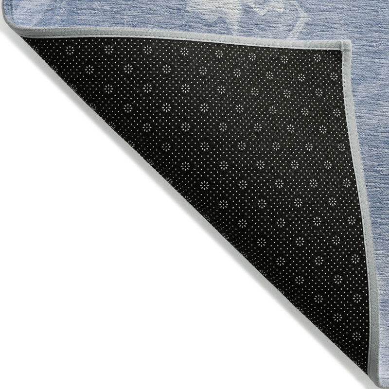 Tapis intérieur lavable abstrait bleu et bleu ciel 9 pi x 12 pi HomeRoots