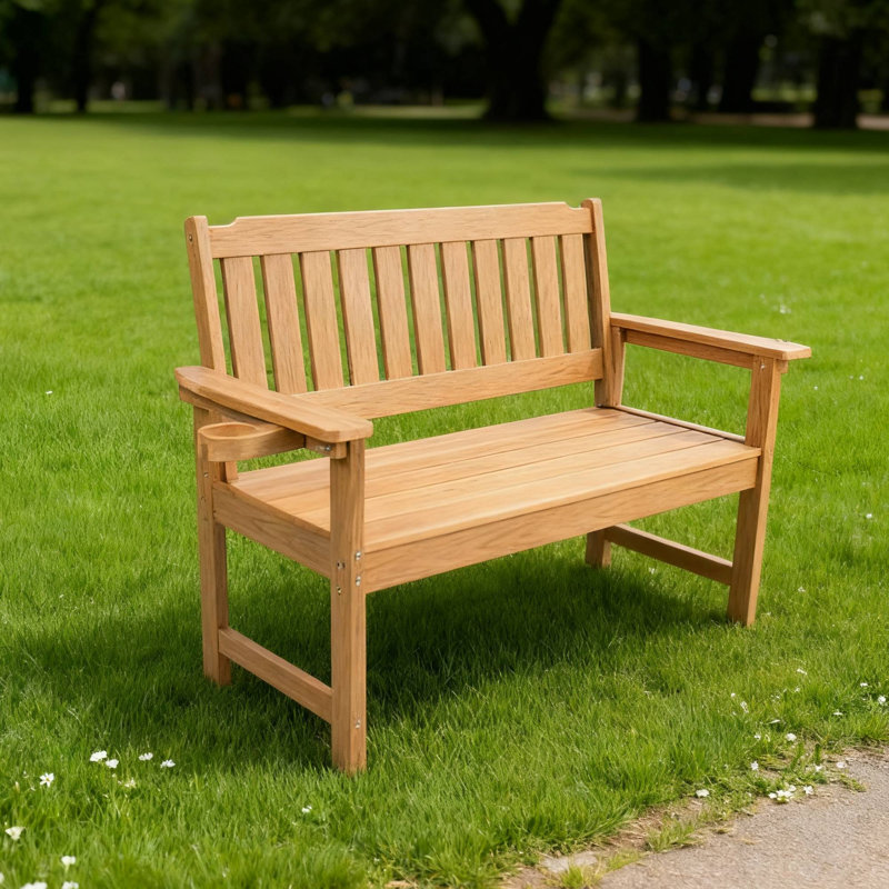 Banc minimaliste en bois de teck avec acier inoxydable 304