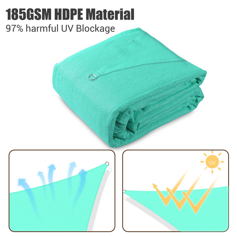 Pearl Aqua 12' x 16' HDPE Rectangle Sun Shade Sail Canopy