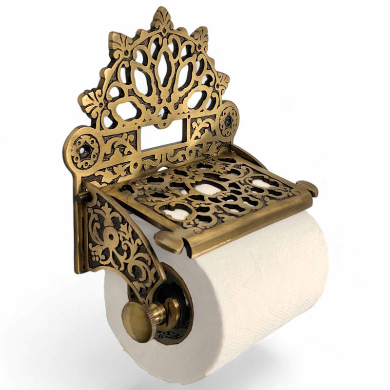 Porte-rouleau victorien en laiton antique