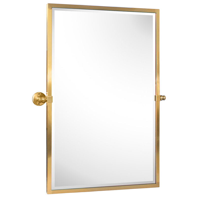 Metal Rectangle Mirror, Brushed Brass, 36" x 24"