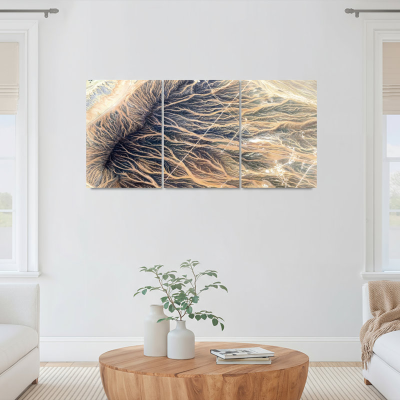 «Desert River», ensemble de 3 reproductions d'art sur toile tendues, 2436