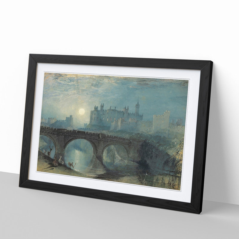 Alnwick Castle by Joseph Mallord William Turner - Picture Frame Graphic Art, 36cm H x 48cm W x 2cm D, Black Framed