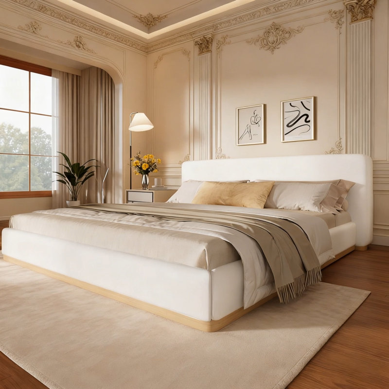 Lit rembourré élégant avec structure solide, offrant une nouvelle expérience de sommeil confortable, grand, Grand