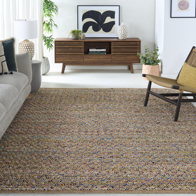 Tapis en jute / sisal rouge / naturel tissé à plat à la main Herzig