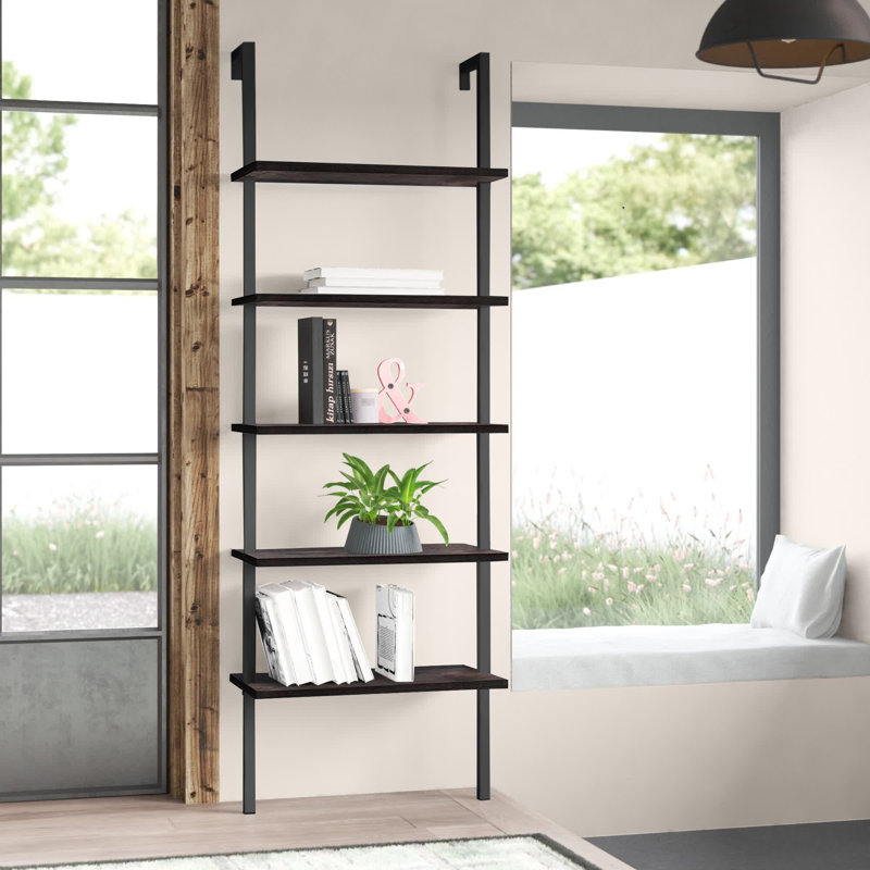 Flythe Ladder Bookcase, Black/Dark Walnut