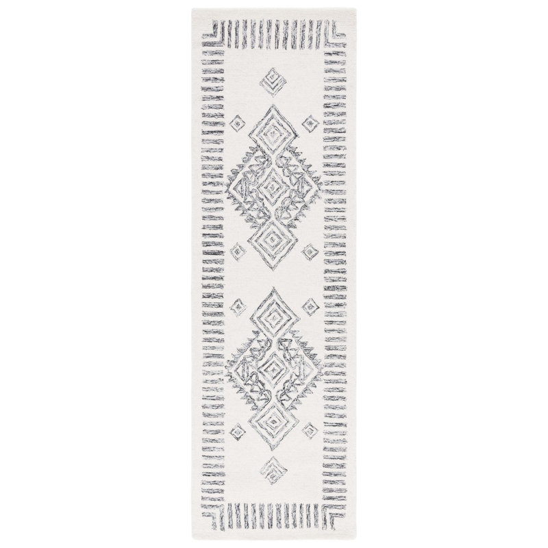 Tapis noir / ivoire Lavardens, Tapis de couloir 2 pi 3 po x 8 pi