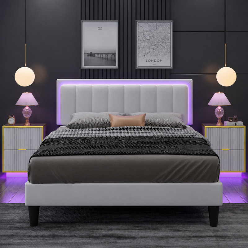 Ensemble de chambre à coucher 3 pièces Smart Bed, Blanc, Lit double
