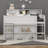 Full Size Low Loft Bed With Desk And LED, Wood Kids Full Loft Bed With Multiple Storage Shelves-122259762