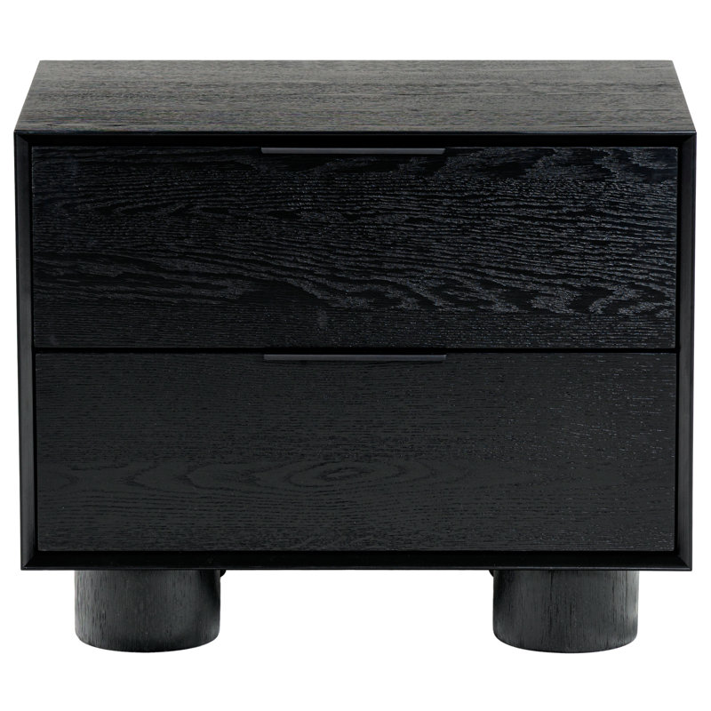 Addyson Wood 2 Drawer Nightstand, Black