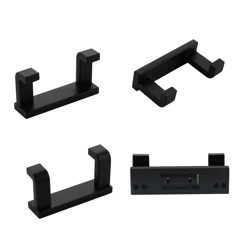 Matte Black Stainless Steel Double Robe and Towel Hook Set