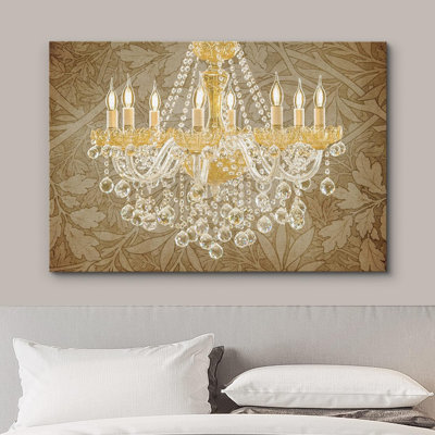 Impression florale sur lustre en cristal doré