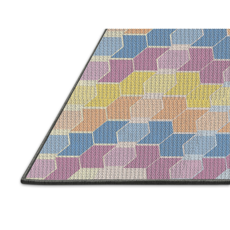 Tapis jaune / mauve / bleu / orange Power Loom, Rectangle 2 pi x 3 pi