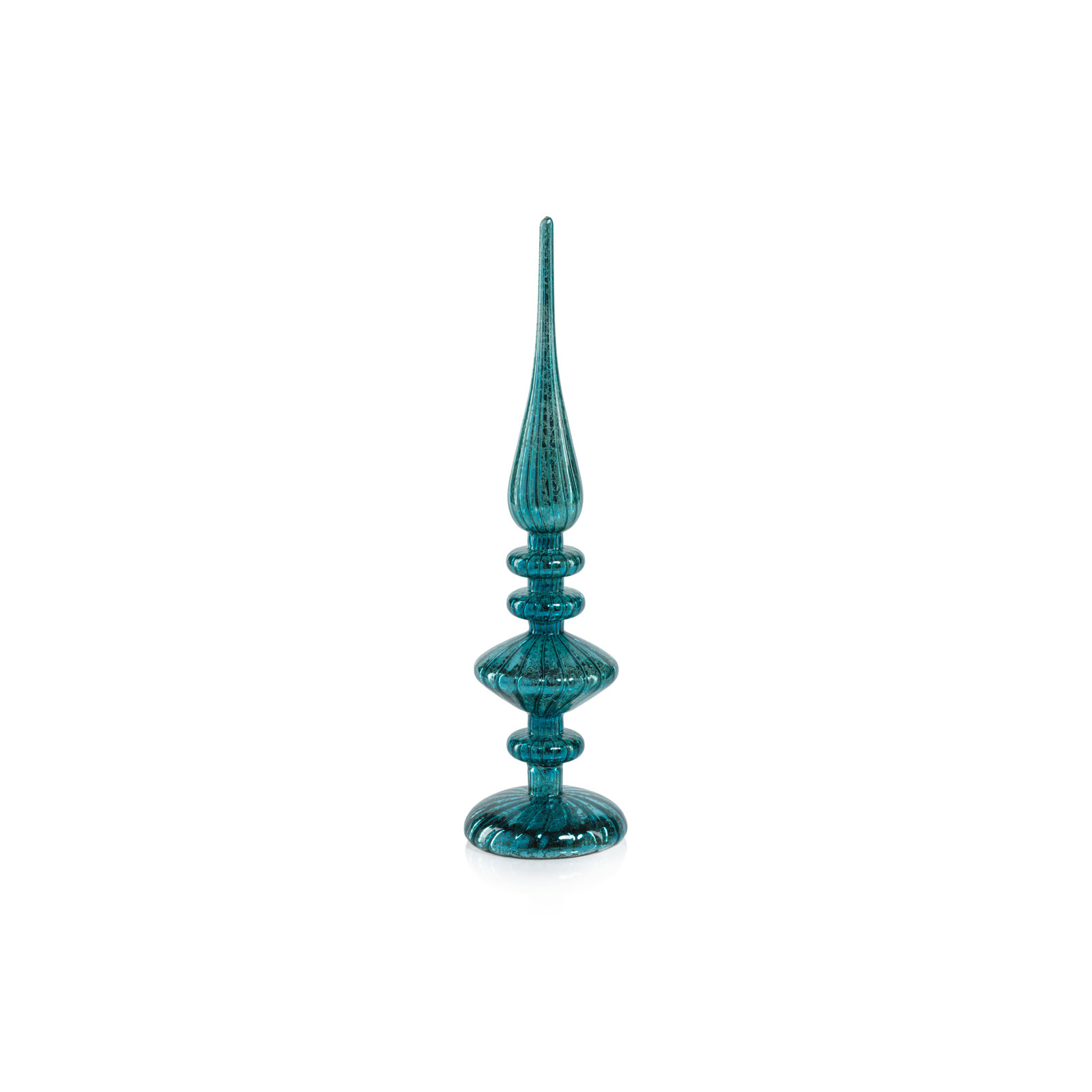 Azenor 2-Piece Lighted Tabletop Finial Set, 13.25" H x 3.5" W x 3.5" D, Antique Blue