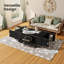 Table basse rectangulaire moderne noire avec 4 tiroirs et rangement caché, 47,2 pouces - Pieds en bois massif pour une décoration polyvalente-951869105