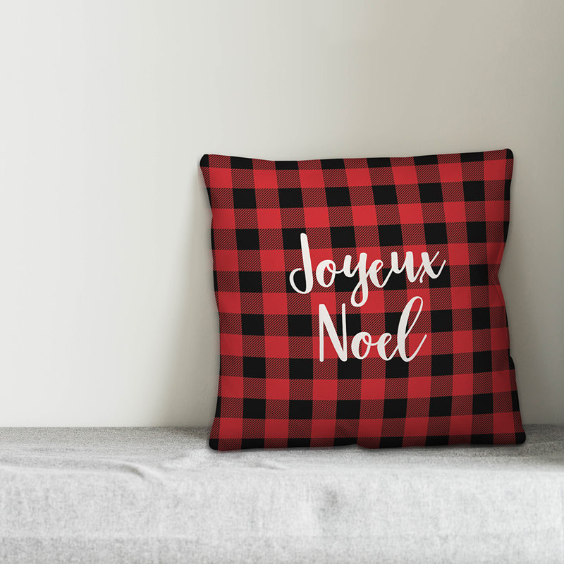  Coussin Joyeux Noël à carreaux Buffalo, Housse de coussin