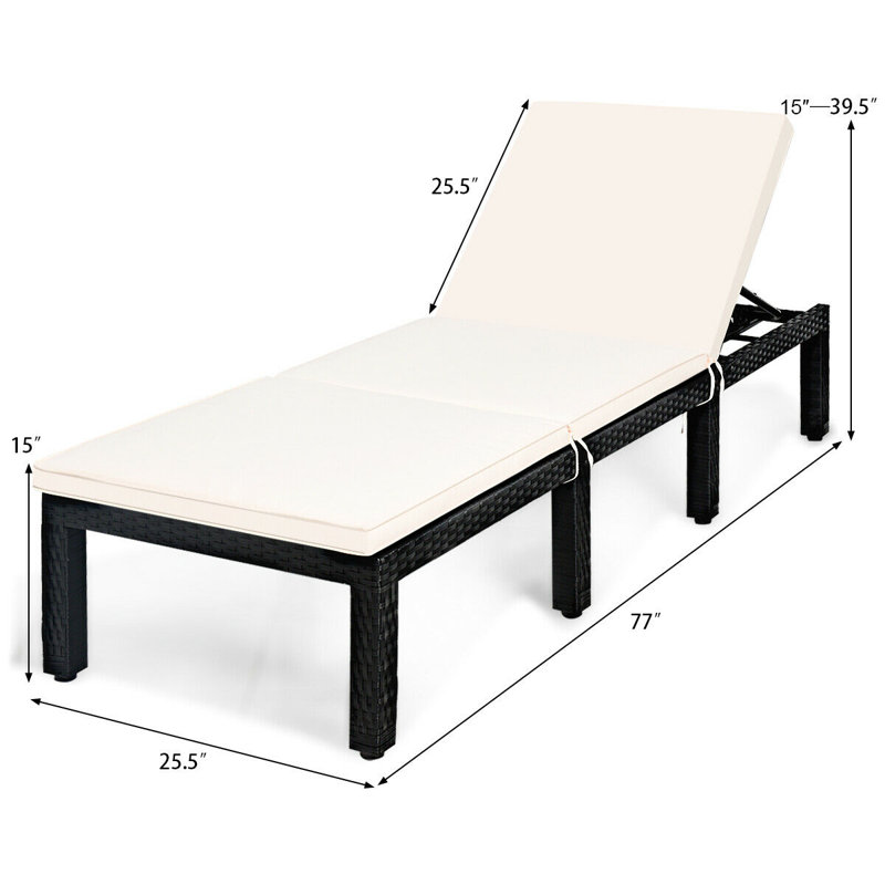 Chaise méridienne inclinable avec coussin Courtemanche, Blanc
