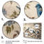 Quatre oiseaux bleus rétro sur une branche I - reproduction sur toile-87343816-87343821
