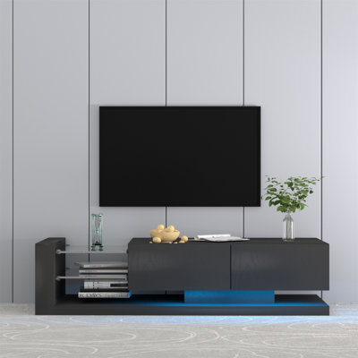 TV Console With Storage Cabinets, Full RGB Color 31 Modes Changing Lights Remote RGB LED TV Stand, Modern Entertainment Center -  Ivy Bronx, FBDAEF204A4B411B84413C01E83473DD