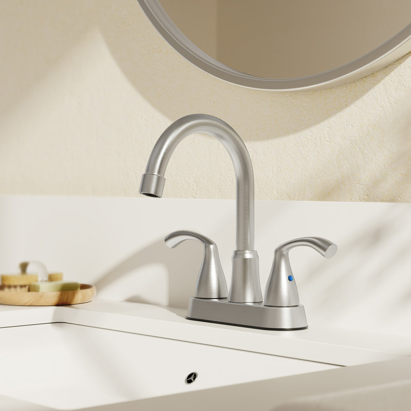 Robinet de salle de bain à 2 poignées avec drain NO, Nickel brossé