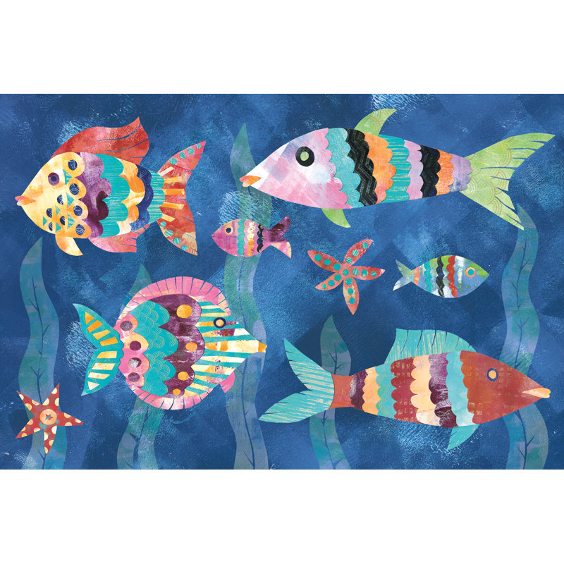 Boho Reef Fish III' by Wild Apple Portfolio - Painting Print, 81cm H x 122cm W, Black Floater Framed